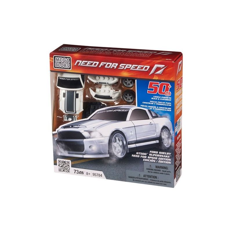 MEGA BLOKS 95784 non Lego FORD SHELBY GT500 tỷ lệ 1:38 bộ đồ chơi xếp lắp ráp ghép mô hình Need For Speed NEED FOR SPEED FORD SHELBY GT500 SUPERSNAKE 73 khối