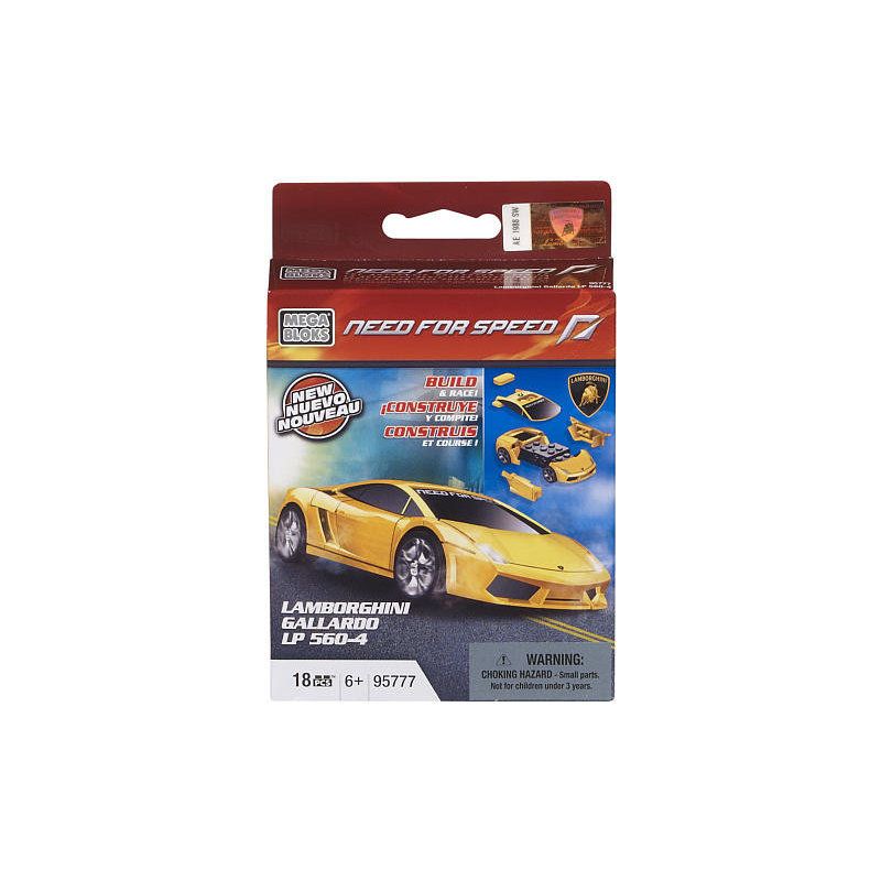 MEGA BLOKS 95777 non  LAMBORGHINI tỷ lệ 1:55 bộ đồ chơi xếp lắp ráp ghép mô hình Need For Speed NEED FOR SPEED LAMBORGHINI 18 khối