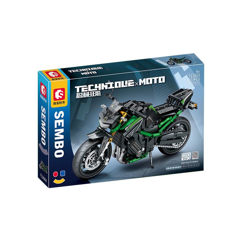 SEMBO WEKKI VIGGI 713003 non  TRANG BỊ ĐIÊN CUỒNG MÔTÔ KAWASAKI Z900 tỷ lệ 1:7 bộ đồ chơi xếp lắp ráp ghép mô hình  Kỹ Thuật Công Nghệ Cao Mô Hình Phương Tiện 872 khối