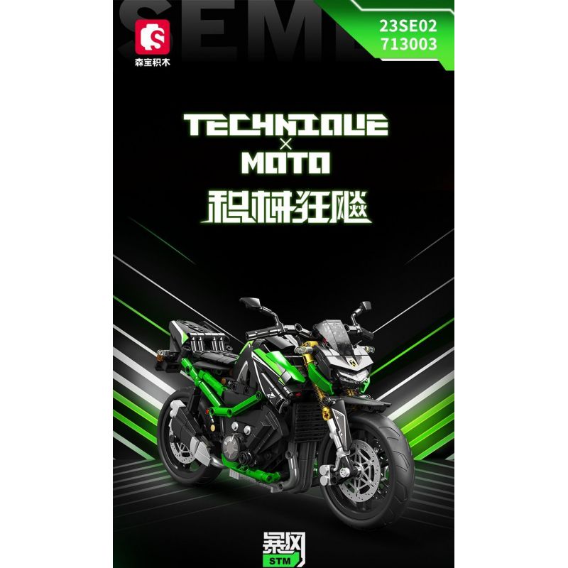SEMBO WEKKI VIGGI 713003 non  TRANG BỊ ĐIÊN CUỒNG MÔTÔ KAWASAKI Z900 tỷ lệ 1:7 bộ đồ chơi xếp lắp ráp ghép mô hình  Kỹ Thuật Công Nghệ Cao Mô Hình Phương Tiện 872 khối