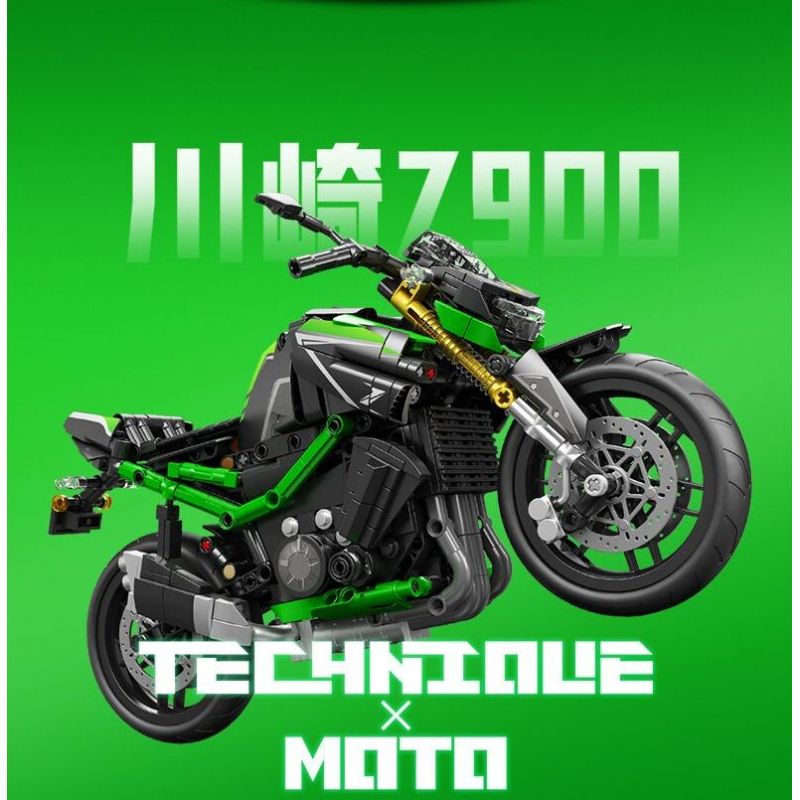 SEMBO WEKKI VIGGI 713003 non  TRANG BỊ ĐIÊN CUỒNG MÔTÔ KAWASAKI Z900 tỷ lệ 1:7 bộ đồ chơi xếp lắp ráp ghép mô hình  Kỹ Thuật Công Nghệ Cao Mô Hình Phương Tiện 872 khối
