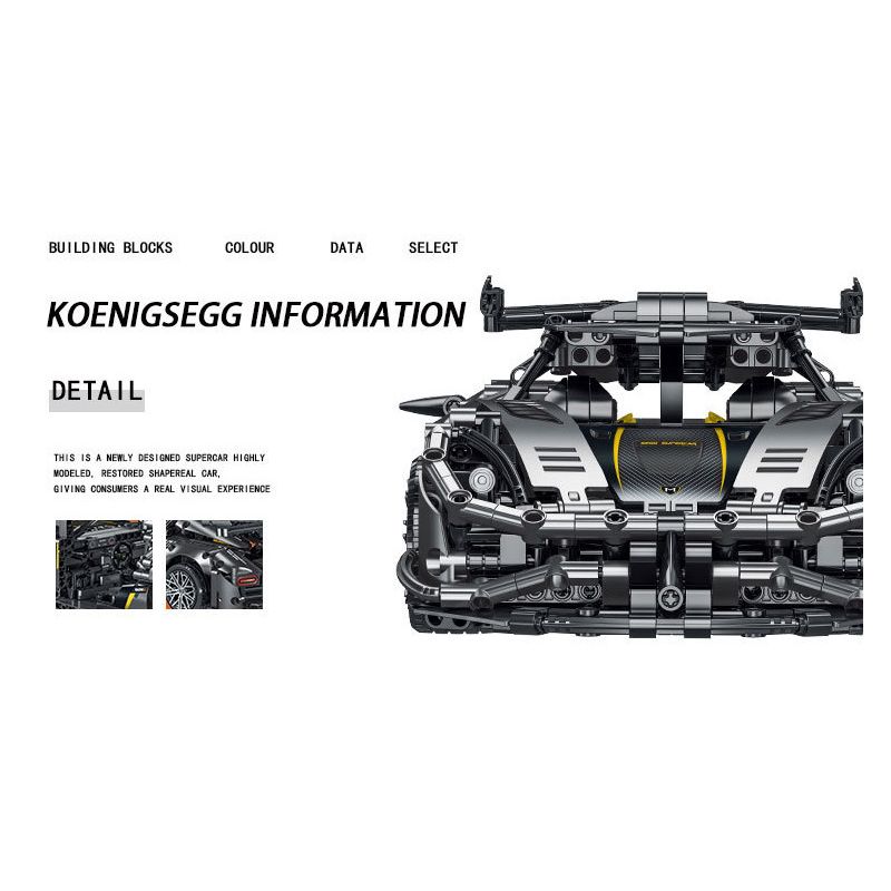 MorkModel 023022 Mork Model 023022 non  KONIÈGE MỘT-1 tỷ lệ 1:14 bộ đồ chơi xếp lắp ráp ghép mô hình  KOENIGSEGG ONE:1 Kỹ Thuật Công Nghệ Cao Mô Hình Phương Tiện 1505 khối