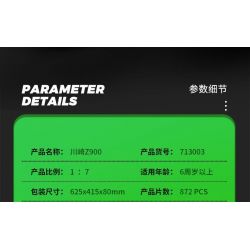 SEMBO WEKKI VIGGI 713003 non  TRANG BỊ ĐIÊN CUỒNG MÔTÔ KAWASAKI Z900 tỷ lệ 1:7 bộ đồ chơi xếp lắp ráp ghép mô hình  Kỹ Thuật Công Nghệ Cao Mô Hình Phương Tiện 872 khối