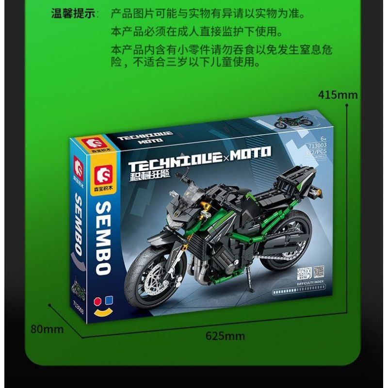 SEMBO WEKKI VIGGI 713003 non  TRANG BỊ ĐIÊN CUỒNG MÔTÔ KAWASAKI Z900 tỷ lệ 1:7 bộ đồ chơi xếp lắp ráp ghép mô hình  Kỹ Thuật Công Nghệ Cao Mô Hình Phương Tiện 872 khối
