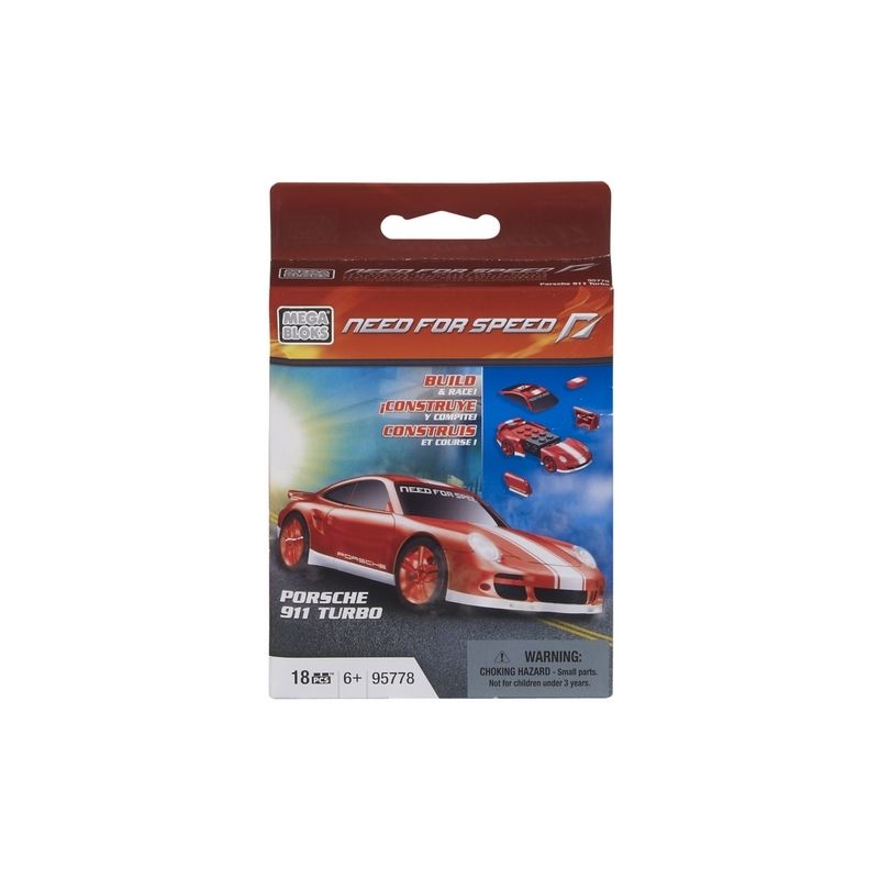 MEGA BLOKS 95778 non  PORSCHE 911 TURBO tỷ lệ 1:55 bộ đồ chơi xếp lắp ráp ghép mô hình Need For Speed NEED FOR SPEED PORSCHE 911 TURBO 18 khối