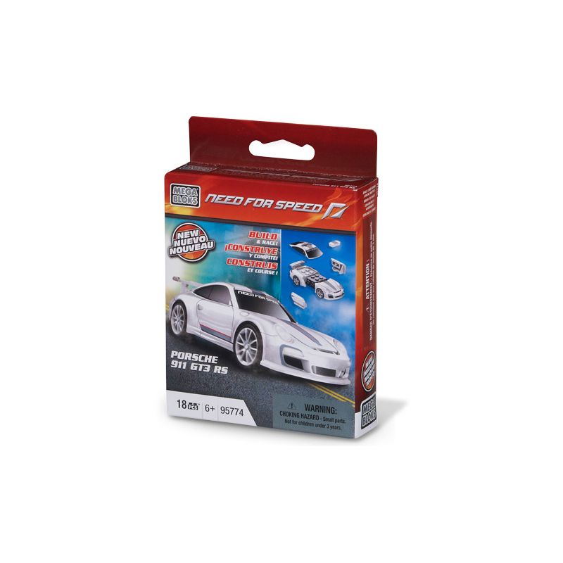 MEGA BLOKS 95774 non  PORSCHE 911 GT3 tỷ lệ 1:55 bộ đồ chơi xếp lắp ráp ghép mô hình Need For Speed NEED FOR SPEED PORSCHE 911 GT3 18 khối