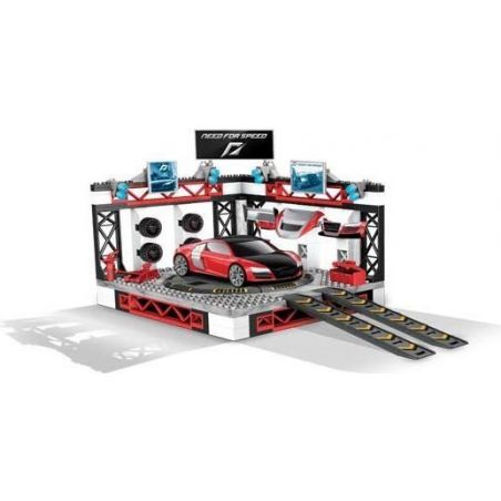 MEGA BLOKS 95720 non  NHÀ ĐỂ XE SỬA ĐỔI AUDI R8 bộ đồ chơi xếp lắp ráp ghép mô hình Need For Speed NEED FOR SPEED CUSTOM GARAGE 337 khối