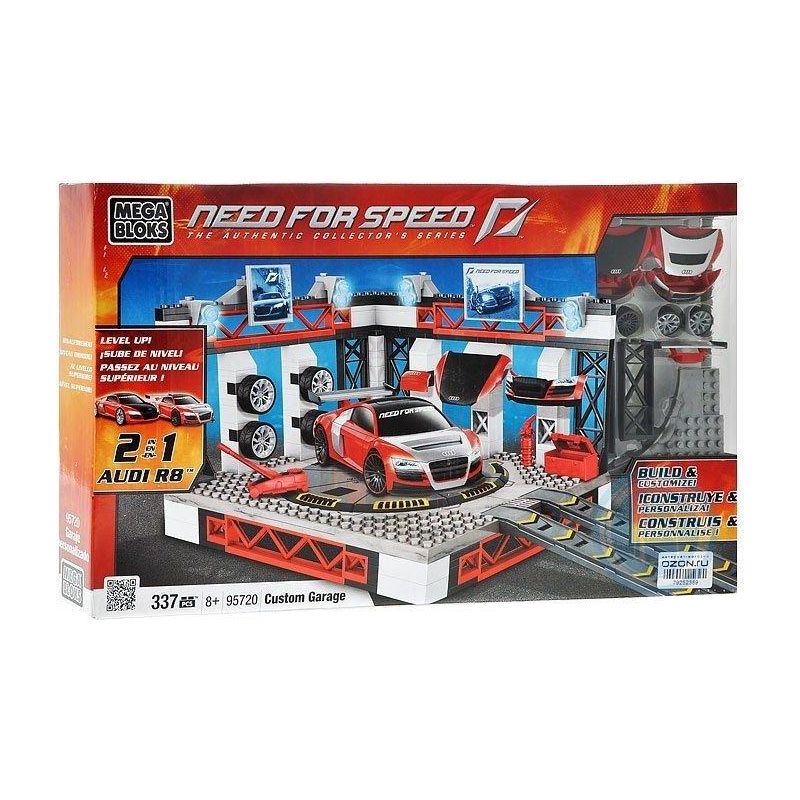 MEGA BLOKS 95720 non  NHÀ ĐỂ XE SỬA ĐỔI AUDI R8 bộ đồ chơi xếp lắp ráp ghép mô hình Need For Speed NEED FOR SPEED CUSTOM GARAGE 337 khối