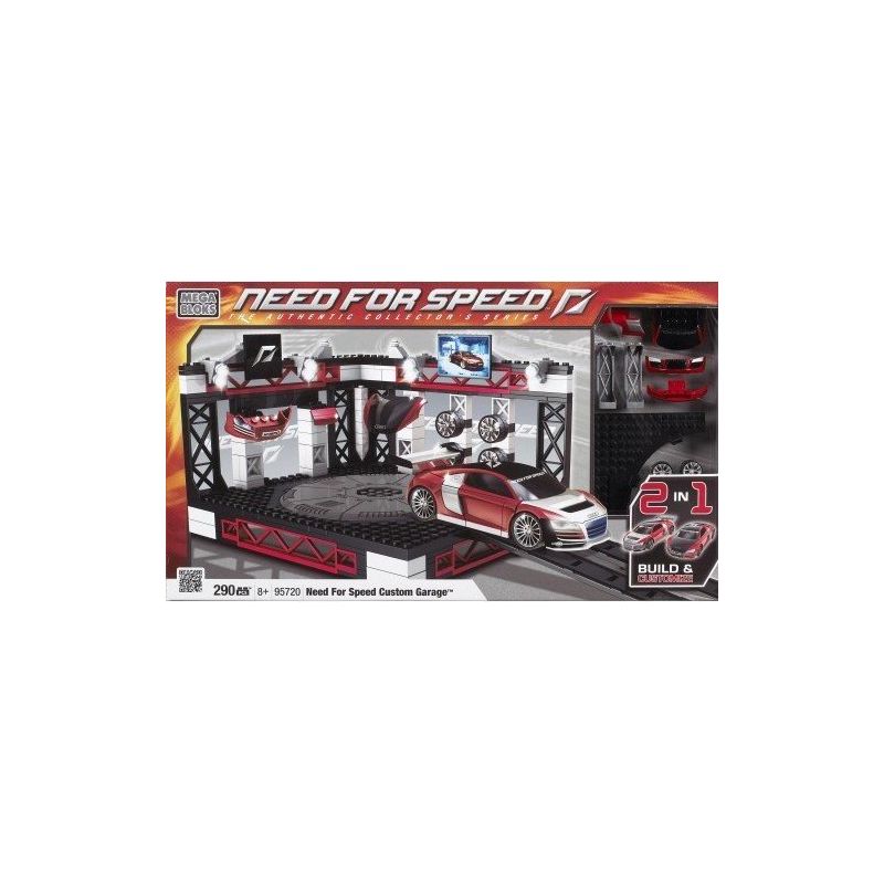 MEGA BLOKS 95720 non  NHÀ ĐỂ XE SỬA ĐỔI AUDI R8 bộ đồ chơi xếp lắp ráp ghép mô hình Need For Speed NEED FOR SPEED CUSTOM GARAGE 337 khối