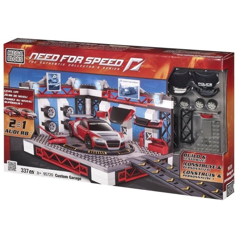 MEGA BLOKS 95720 non  NHÀ ĐỂ XE SỬA ĐỔI AUDI R8 bộ đồ chơi xếp lắp ráp ghép mô hình Need For Speed NEED FOR SPEED CUSTOM GARAGE 337 khối