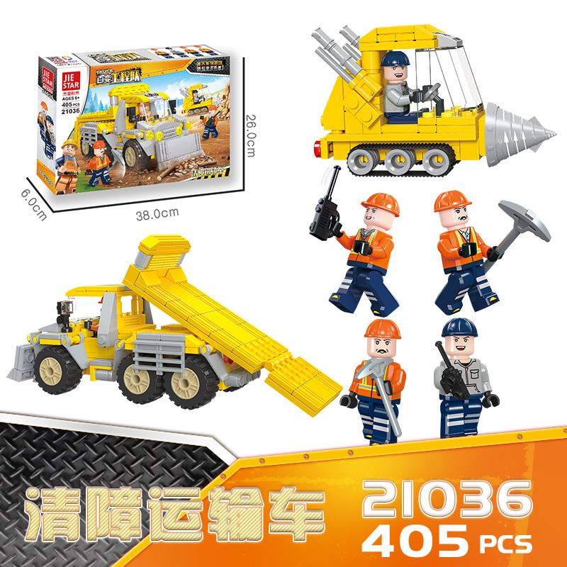 JIESTAR 21036 non  XE TẢI PHÁ HỦY bộ đồ chơi xếp lắp ráp ghép mô hình City TRUCK Thành Phố 405 khối