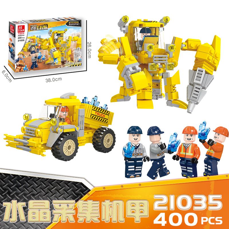 JIESTAR 21035 non  MÁY THU HOẠCH PHA LÊ bộ đồ chơi xếp lắp ráp ghép mô hình City TRUCK Thành Phố 400 khối