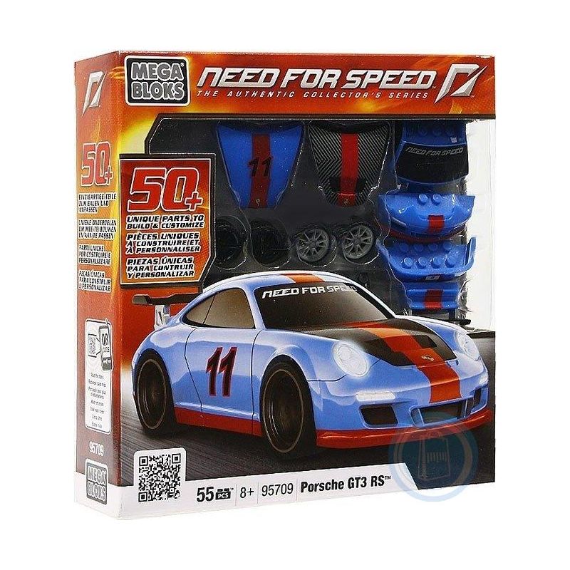 MEGA BLOKS 95709 non  PORSCHE GT3 tỷ lệ 1:38 bộ đồ chơi xếp lắp ráp ghép mô hình Need For Speed NEED FOR SPEED PORSCHE GT3 55 khối