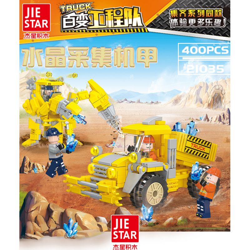 JIESTAR 21035 non  MÁY THU HOẠCH PHA LÊ bộ đồ chơi xếp lắp ráp ghép mô hình City TRUCK Thành Phố 400 khối