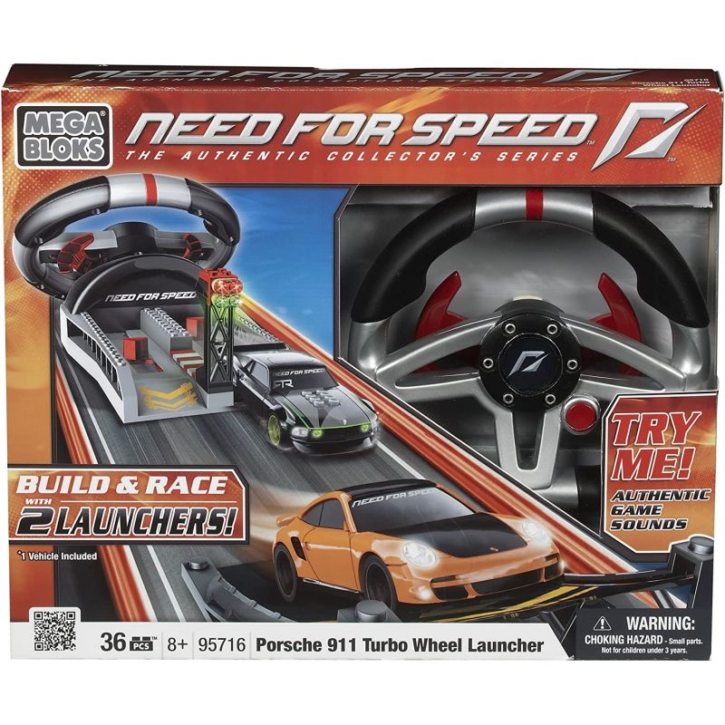 MEGA BLOKS 95716 non  BỘ TRUYỀN VÔ LĂNG PORSCHE 911 TURBO bộ đồ chơi xếp lắp ráp ghép mô hình Need For Speed NEED FOR SPEED PORSCHE 911 TURBO WHEEL LAUNCHER 36 khối