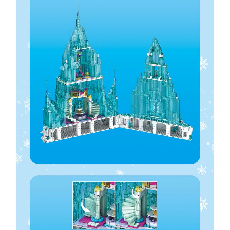 BEAUTY AND 13002 non  LÂU ĐÀI BĂNG bộ đồ chơi xếp lắp ráp ghép mô hình Frozen PRINCESS ICE CASTLE Nữ Hoàng Băng Giá 2247 khối