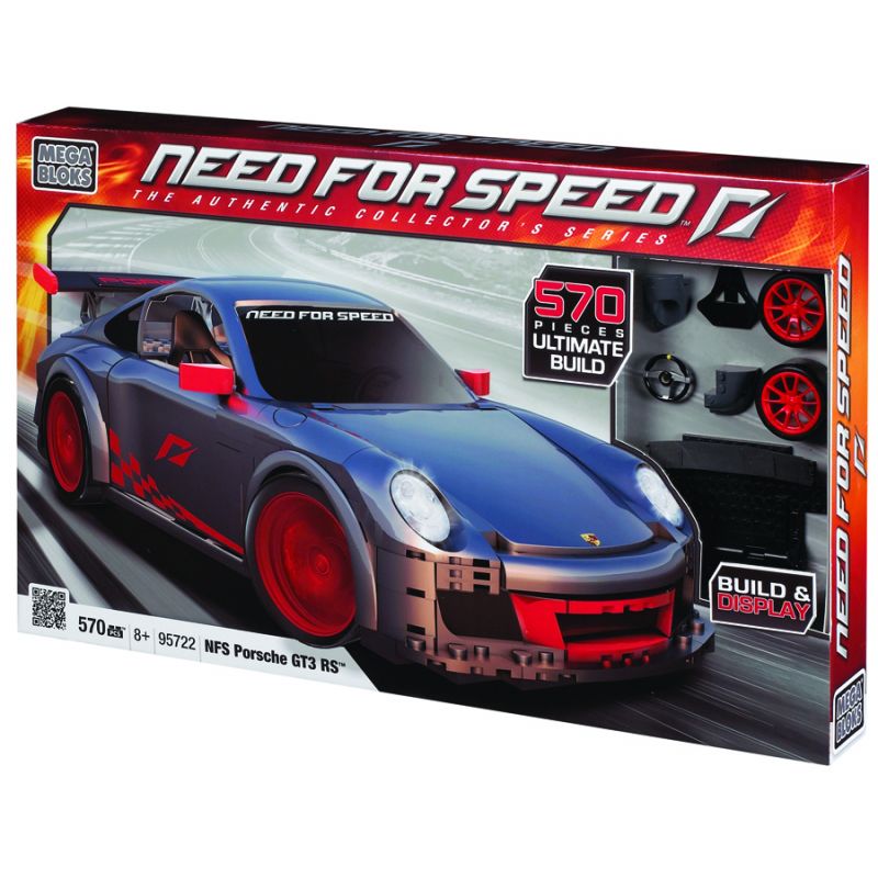 MEGA BLOKS 95722 non  PORSCHE GT3 tỷ lệ 1:14 bộ đồ chơi xếp lắp ráp ghép mô hình Need For Speed NEED FOR SPEED PORSCHE GT3 640 khối