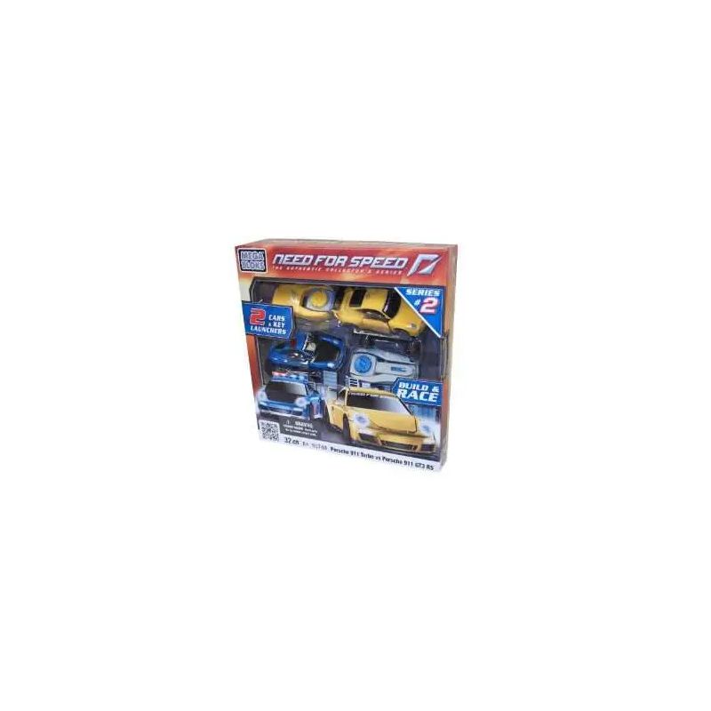 MEGA BLOKS 95749 non  PORSCHE 911 TURBO VÀ GT3 tỷ lệ 1:55 bộ đồ chơi xếp lắp ráp ghép mô hình Need For Speed NEED FOR SPEED PORSCHE 911 TURBO VS. GT3 32 khối