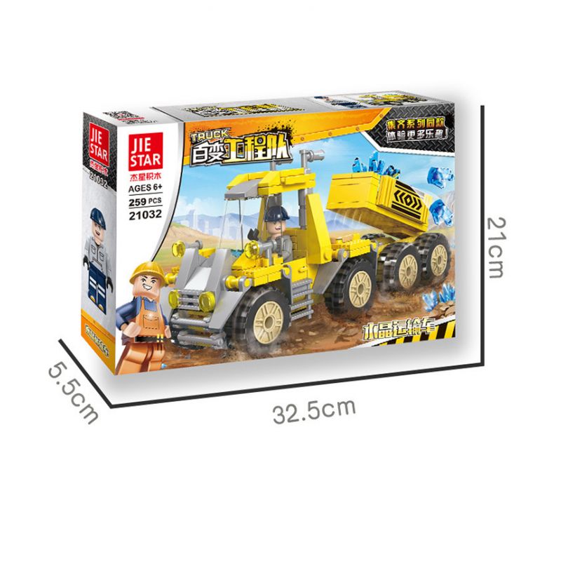 JIESTAR 21032 non  VẬN CHUYỂN PHA LÊ bộ đồ chơi xếp lắp ráp ghép mô hình City TRUCK Thành Phố 259 khối