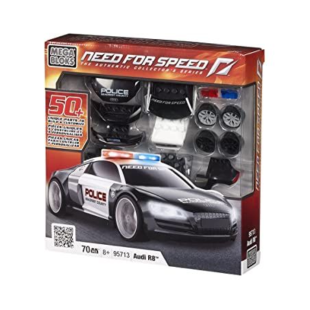 MEGA BLOKS 95713 non  AUDI R8 tỷ lệ 1:38 bộ đồ chơi xếp lắp ráp ghép mô hình Need For Speed NEED FOR SPEED AUDI R8 70 khối