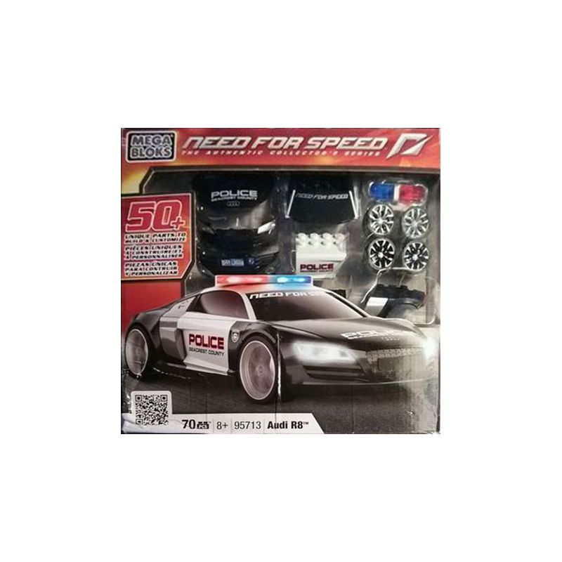MEGA BLOKS 95713 non  AUDI R8 tỷ lệ 1:38 bộ đồ chơi xếp lắp ráp ghép mô hình Need For Speed NEED FOR SPEED AUDI R8 70 khối