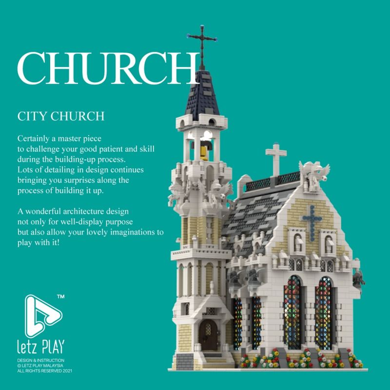 MorkModel 033006 Mork Model 033006 REBRICKABLE MOC-65557 65557 MOC65557 non  NHÀ THỜ THÀNH PHỐ THỜI TRUNG CỔ bộ đồ chơi xếp lắp ráp ghép mô hình Modular Buildings MEDIEVAL CITY CHURCH Mô Hình Nhà Cửa 4418 khối