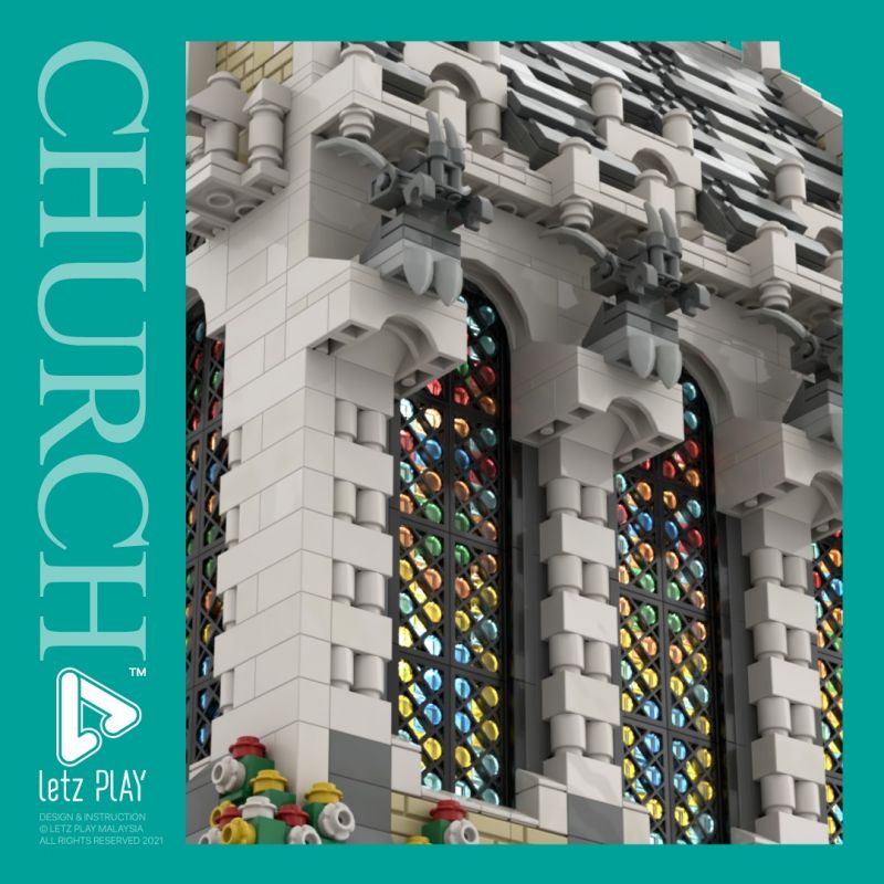 MorkModel 033006 Mork Model 033006 REBRICKABLE MOC-65557 65557 MOC65557 non  NHÀ THỜ THÀNH PHỐ THỜI TRUNG CỔ bộ đồ chơi xếp lắp ráp ghép mô hình Modular Buildings MEDIEVAL CITY CHURCH Mô Hình Nhà Cửa 4418 khối