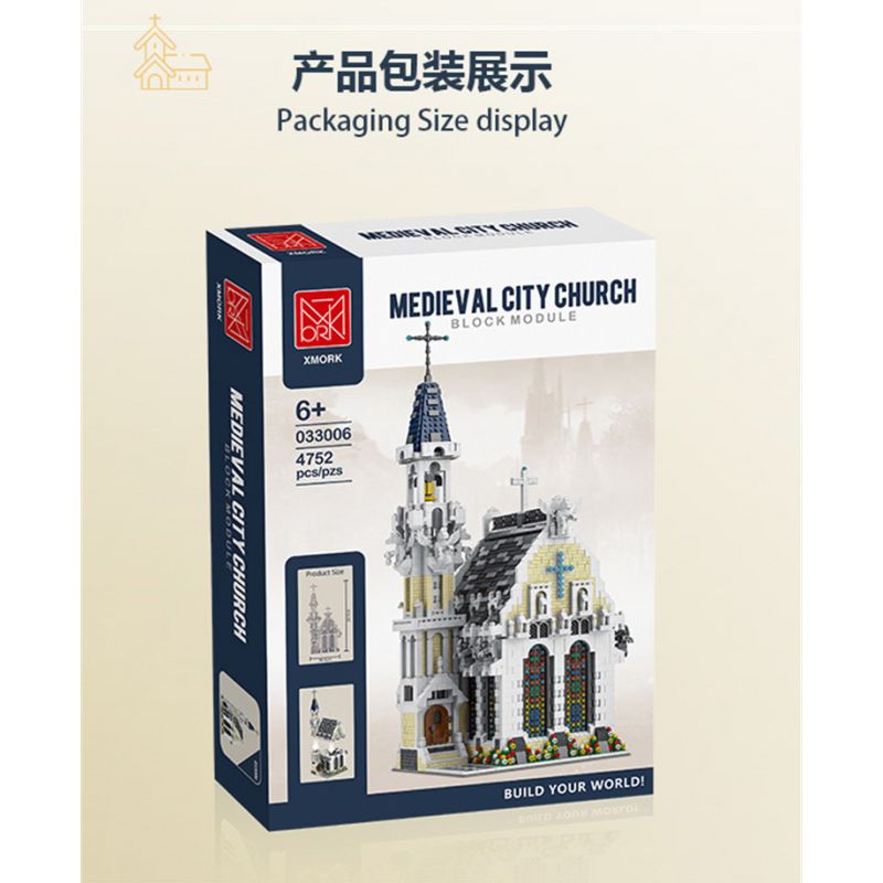 MorkModel 033006 Mork Model 033006 REBRICKABLE MOC-65557 65557 MOC65557 non  NHÀ THỜ THÀNH PHỐ THỜI TRUNG CỔ bộ đồ chơi xếp lắp ráp ghép mô hình Modular Buildings MEDIEVAL CITY CHURCH Mô Hình Nhà Cửa 4418 khối