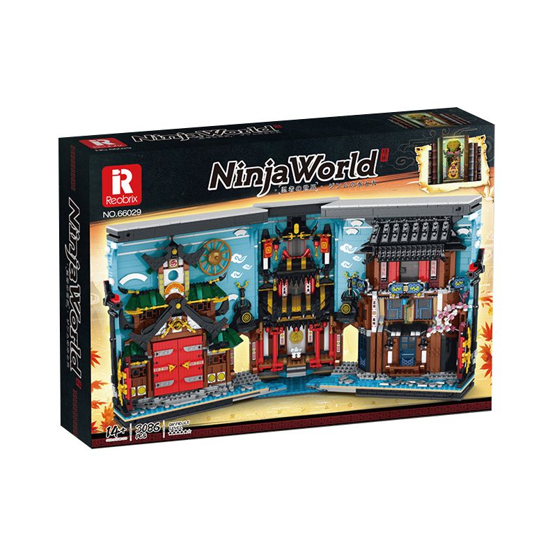 REOBRIX 66029 non  GIÁ SÁCH CHẾ ĐỘ XEM PHỐ NINJA WORLD bộ đồ chơi xếp lắp ráp ghép mô hình Modular Buildings Mô Hình Nhà Cửa 3086 khối