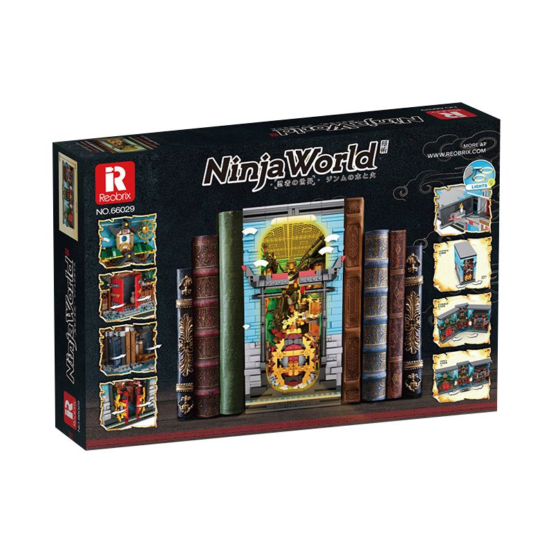 REOBRIX 66029 non  GIÁ SÁCH CHẾ ĐỘ XEM PHỐ NINJA WORLD bộ đồ chơi xếp lắp ráp ghép mô hình Modular Buildings Mô Hình Nhà Cửa 3086 khối
