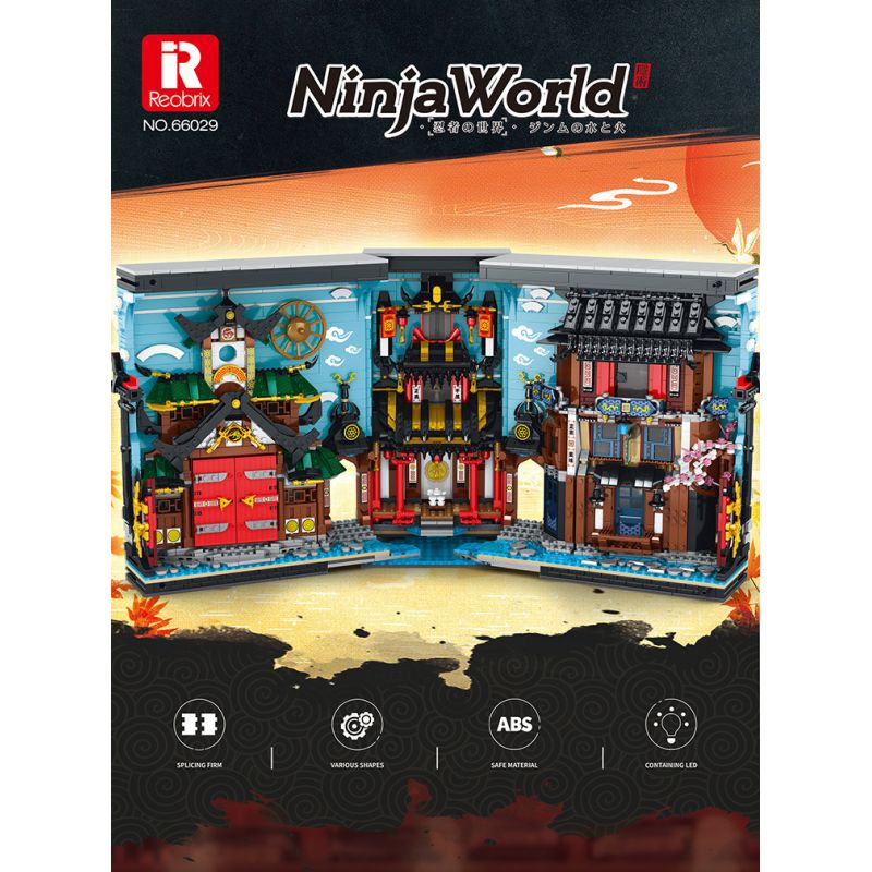 REOBRIX 66029 non  GIÁ SÁCH CHẾ ĐỘ XEM PHỐ NINJA WORLD bộ đồ chơi xếp lắp ráp ghép mô hình Modular Buildings Mô Hình Nhà Cửa 3086 khối