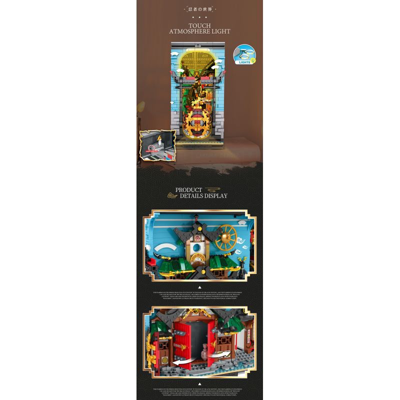 REOBRIX 66029 non  GIÁ SÁCH CHẾ ĐỘ XEM PHỐ NINJA WORLD bộ đồ chơi xếp lắp ráp ghép mô hình Modular Buildings Mô Hình Nhà Cửa 3086 khối