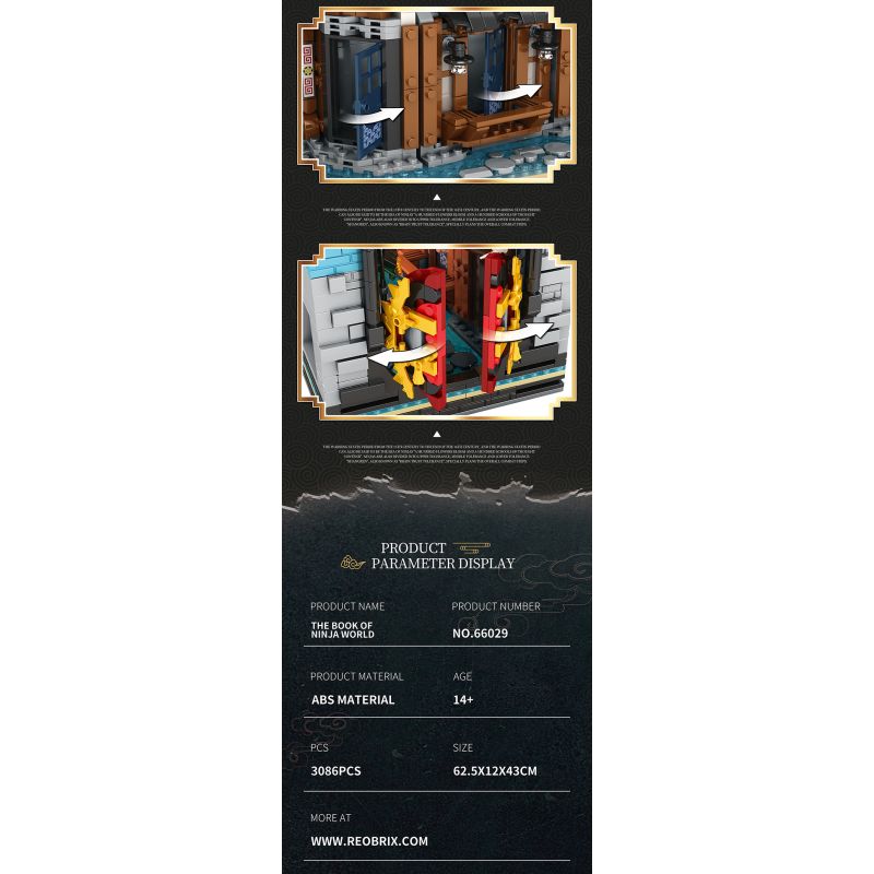 REOBRIX 66029 non  GIÁ SÁCH CHẾ ĐỘ XEM PHỐ NINJA WORLD bộ đồ chơi xếp lắp ráp ghép mô hình Modular Buildings Mô Hình Nhà Cửa 3086 khối