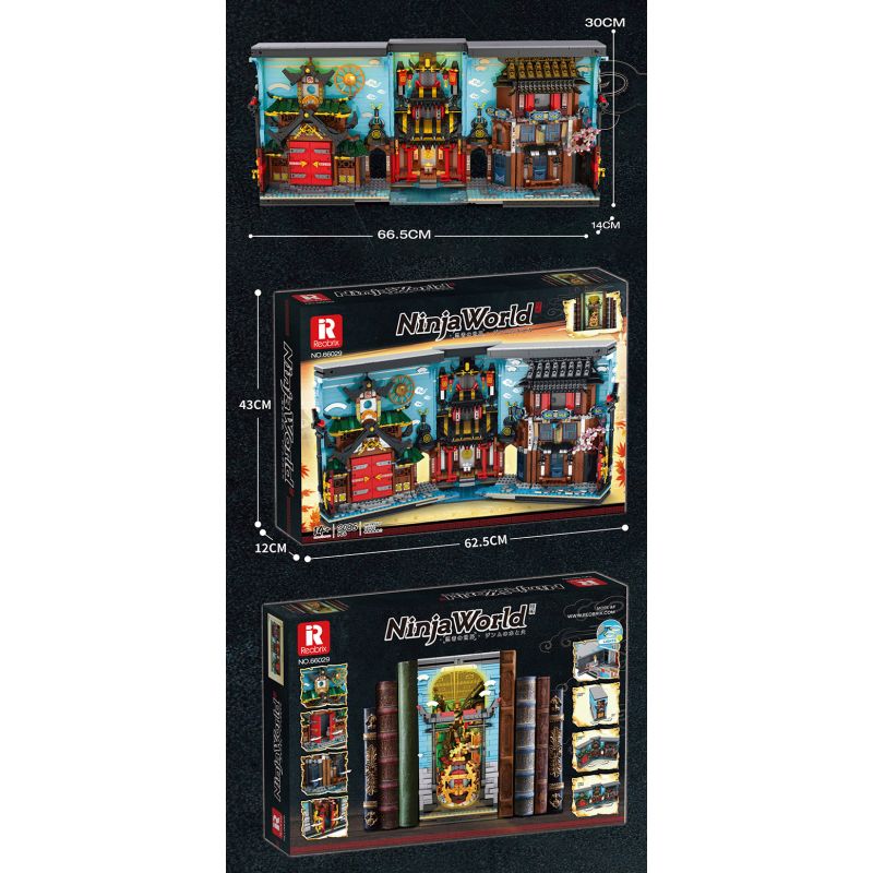 REOBRIX 66029 non  GIÁ SÁCH CHẾ ĐỘ XEM PHỐ NINJA WORLD bộ đồ chơi xếp lắp ráp ghép mô hình Modular Buildings Mô Hình Nhà Cửa 3086 khối