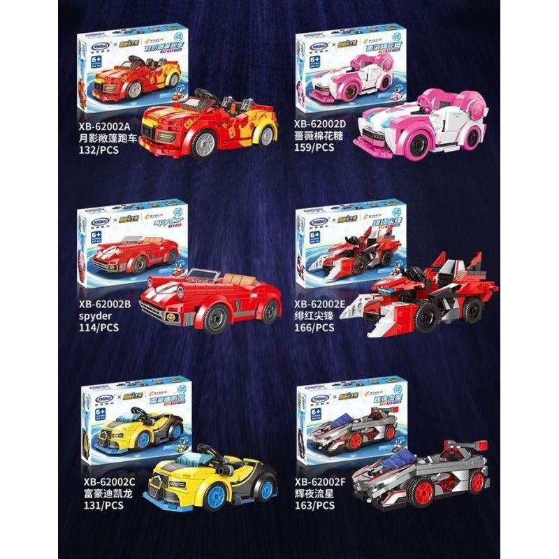 XINGBAO XB non  XE ĐUA MOON SHADOW CABRIOLET SPYDER REGAL DI CHIRON ROSE MARSHMALLOW CRIMSON TIP KAGUYA METEOR bộ đồ chơi xếp lắp ráp ghép mô hình Crazy Racing Đua Xe Điên Loạn 865 khối