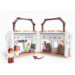 ZHEGAO 00314 non  ĐÔI CÁNH CỬA CẢNH ĐƯỜNG PHỐ bộ đồ chơi xếp lắp ráp ghép mô hình BAG SHOP 380 khối