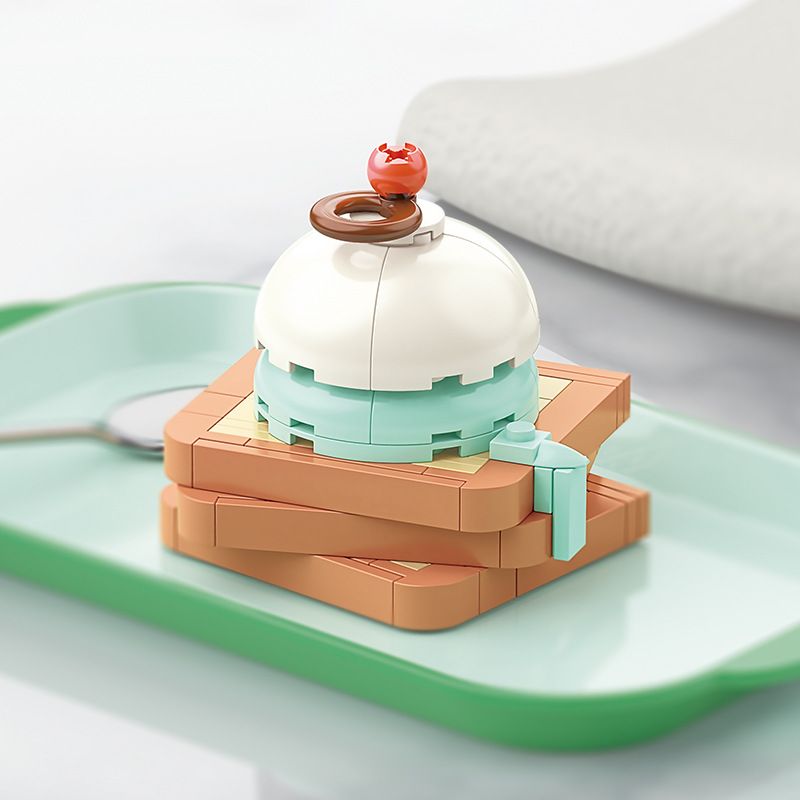 JAKI JK5618 5618 non  KEM NƯỚNG bộ đồ chơi xếp lắp ráp ghép mô hình THE GOURMET JOURNAL ICE-CREAM TOAST