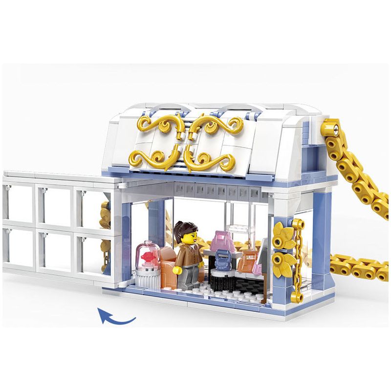 ZHEGAO 00313 non  CHUỖI CẢNH ĐƯỜNG PHỐ bộ đồ chơi xếp lắp ráp ghép mô hình BAG SHOP 382 khối