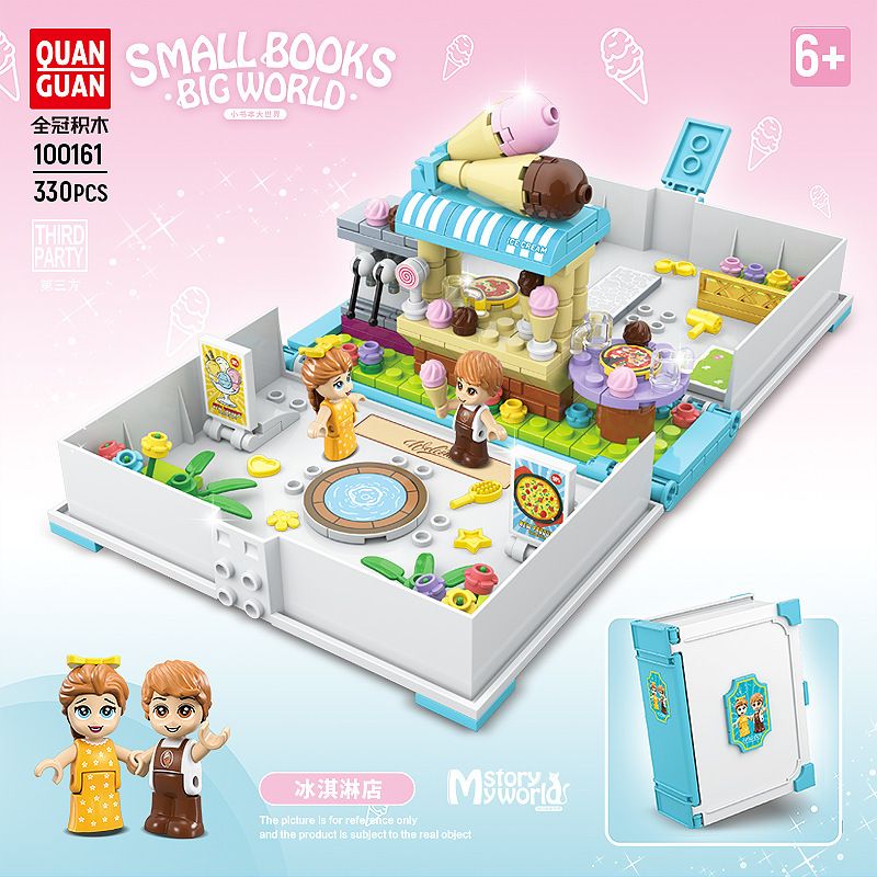 QuanGuan 100161 Quan Guan 100161 non Lego CỬA HÀNG KEM bộ đồ chơi xếp lắp ráp ghép mô hình Small Books Big World Cuốn Sách Nhỏ Thế Giới Lớn 330 khối