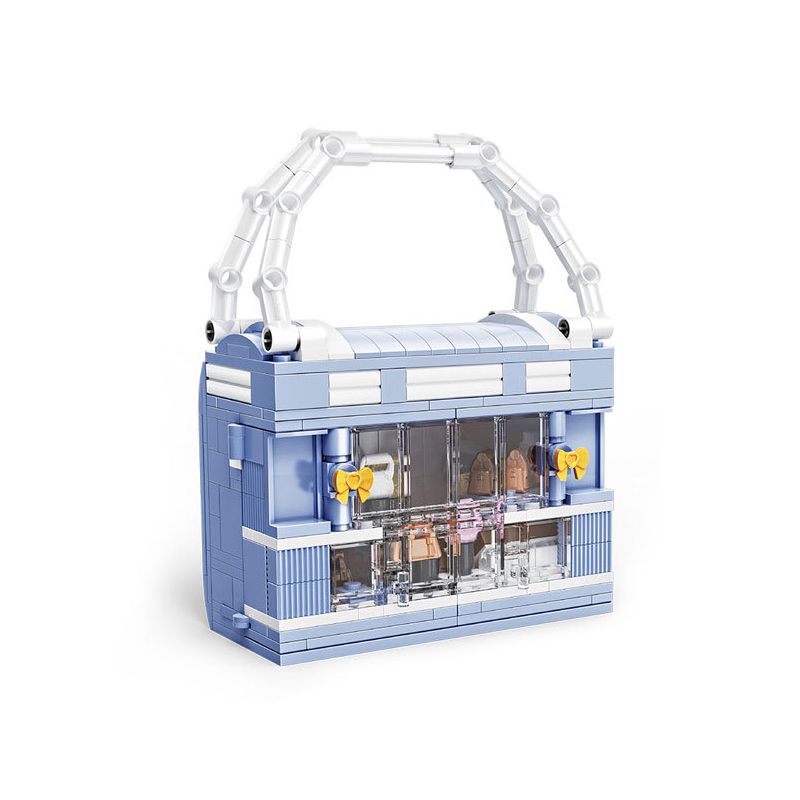 ZHEGAO 00312 non Lego NHÌN RA ĐƯỜNG PHỐ TRẮNG XANH bộ đồ chơi xếp lắp ráp ghép mô hình BAG SHOP 386 khối