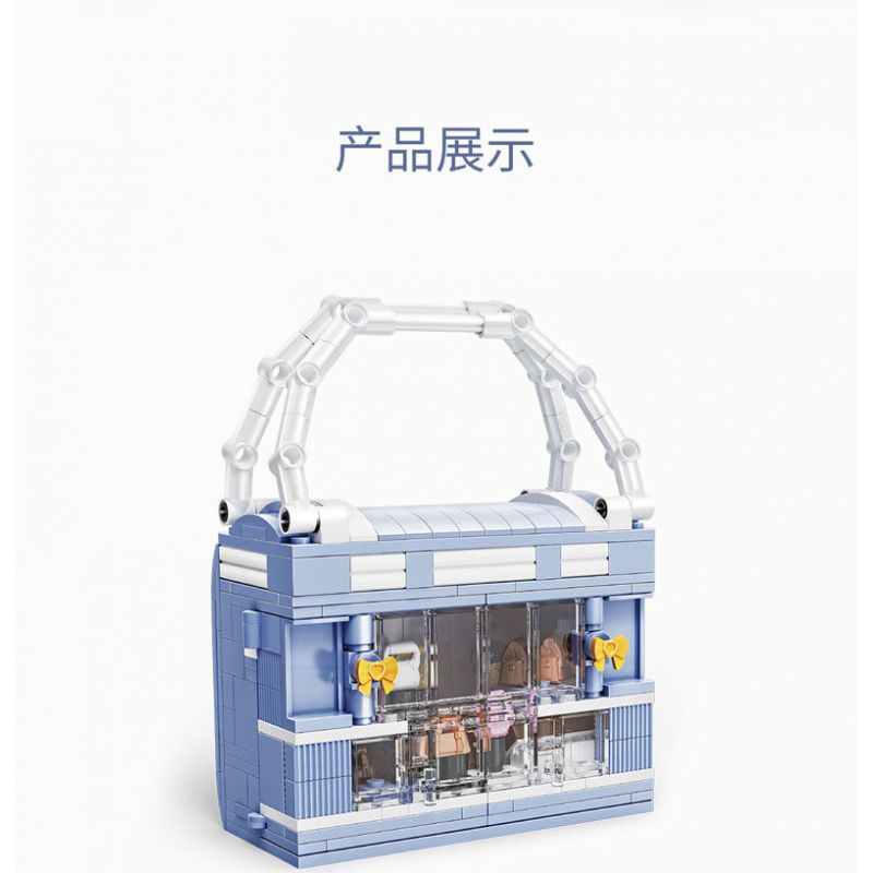 ZHEGAO 00312 non  NHÌN RA ĐƯỜNG PHỐ TRẮNG XANH bộ đồ chơi xếp lắp ráp ghép mô hình BAG SHOP 386 khối