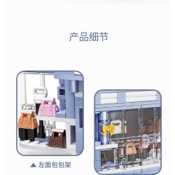 ZHEGAO 00312 non  NHÌN RA ĐƯỜNG PHỐ TRẮNG XANH bộ đồ chơi xếp lắp ráp ghép mô hình BAG SHOP 386 khối