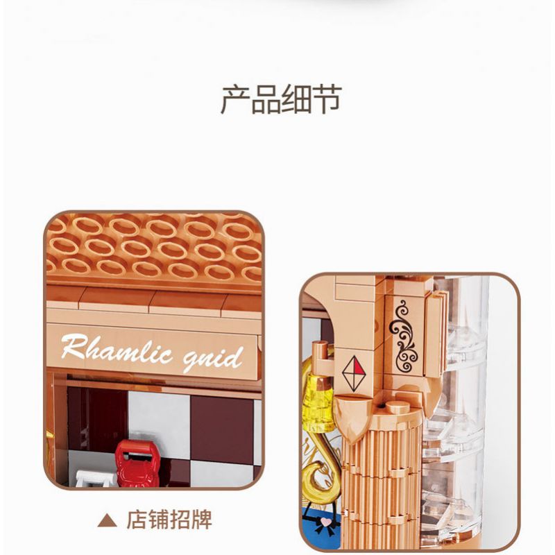 ZHEGAO 00311 non  VIEW ĐƯỜNG PHỐ LINGER bộ đồ chơi xếp lắp ráp ghép mô hình BAG SHOP 344 khối