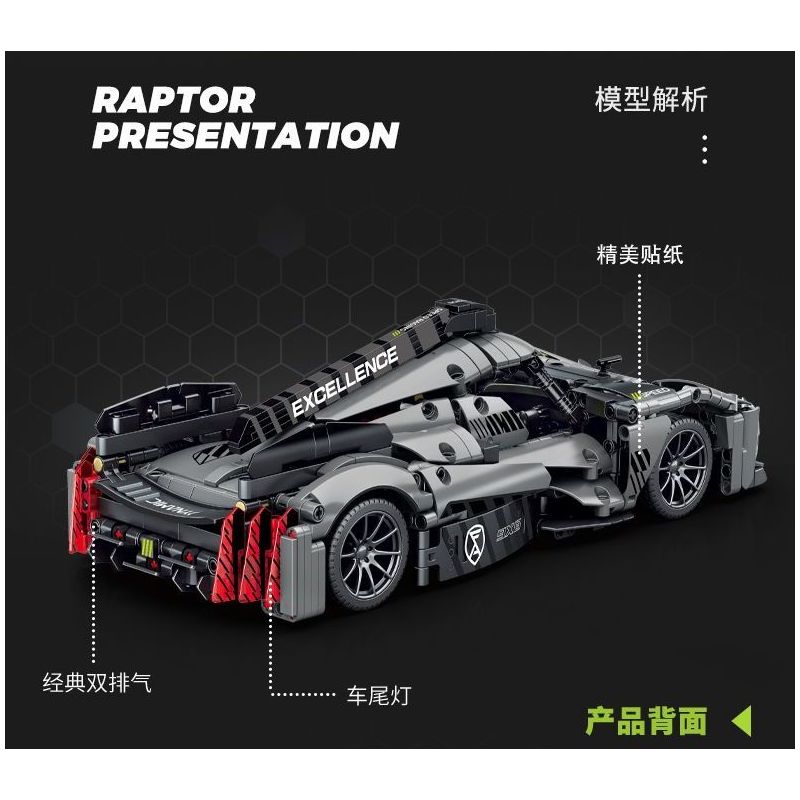 SEMBO WEKKI VIGGI 715002 non  CRAZY GEAR XE THỂ THAO CHIẾN BINH PEUGEOT 1:14 tỷ lệ 1:14 bộ đồ chơi xếp lắp ráp ghép mô hình  Kỹ Thuật Công Nghệ Cao Mô Hình Phương Tiện 1100 khối