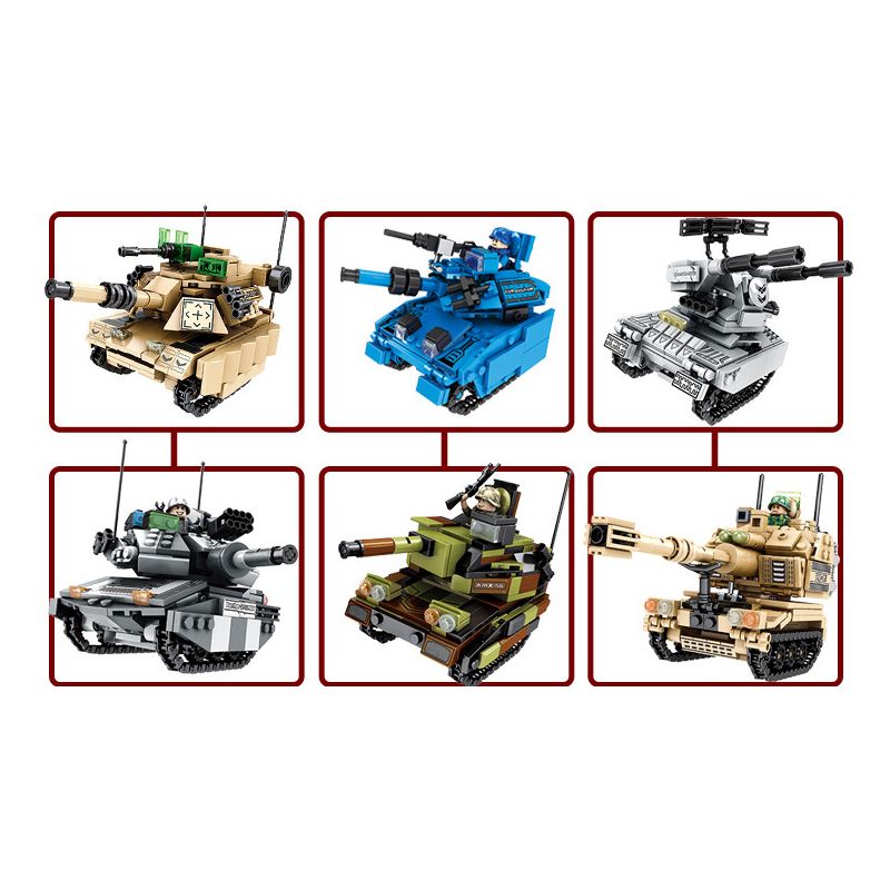 QIAO LE TONG TS88052 88052 non  SUPER TANK 6 COMPIZE M1A2 MEKATANK XE TĂNG AMX-56 CHEETAH LEOPARD-2A6 BỂ PLZ-05 bộ đồ chơi xếp lắp ráp ghép mô hình TANK ALLIANCE 2145 khối