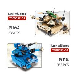 QIAO LE TONG TS88052 88052 non  SUPER TANK 6 COMPIZE M1A2 MEKATANK XE TĂNG AMX-56 CHEETAH LEOPARD-2A6 BỂ PLZ-05 bộ đồ chơi xếp lắp ráp ghép mô hình TANK ALLIANCE 2145 khối