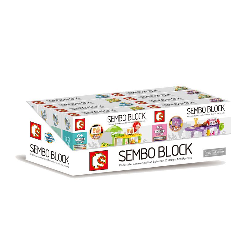 SEMBO 601208 601209 601210 601211 non  SENBAO STREET VIEW SERIES XE BÁN HÀNG MINI 4 LOẠI bộ đồ chơi xếp lắp ráp ghép mô hình Mini Modular Đường Phố Thu Nhỏ 490 khối