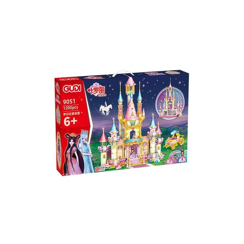 GUDI 9051 non  LÂU ĐÀI NỤ MƠ bộ đồ chơi xếp lắp ráp ghép mô hình Yeloli 1200 khối