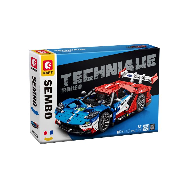 SEMBO WEKKI VIGGI 715001 non  TRANG BỊ XE THỂ THAO FORD GT tỷ lệ 1:14 bộ đồ chơi xếp lắp ráp ghép mô hình  Kỹ Thuật Công Nghệ Cao Mô Hình Phương Tiện 1257 khối