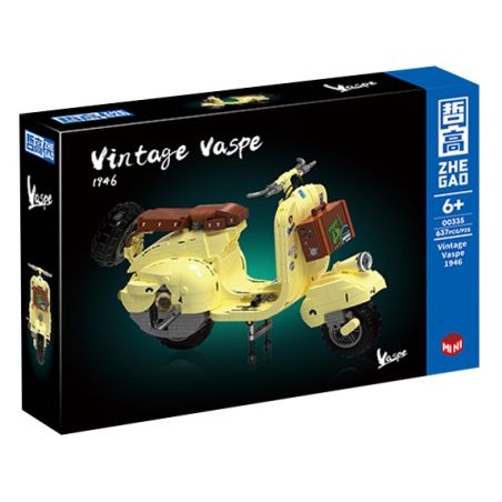 ZHEGAO 00335 non  XE TAY GA VAPE bộ đồ chơi xếp lắp ráp ghép mô hình Motorcycle Motorbike VINTAGE VASPE 1946 Xe Hai Bánh 637 khối